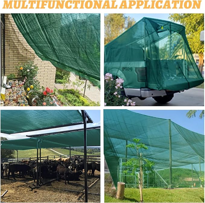 Cool Area 55% 6.5x20ft Sunblock Shade Cloth Cover Mesh UV Resistant Net for Garden Flower Plant Greenhouse, Dark Green