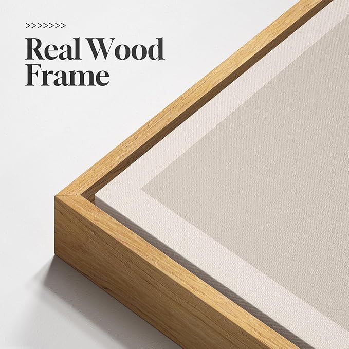 Large Framed Black and Beige Neutral Abstract Wall Art