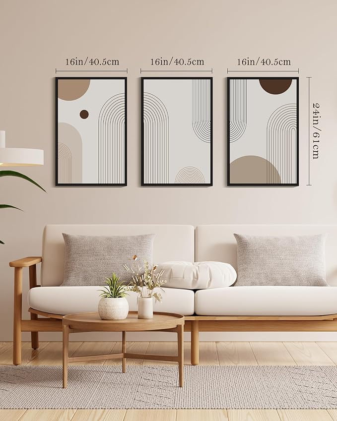 PHOPAGO Boho Wall Art Minimalist Bohemain Framed Wall Printing 16x24in Abstract