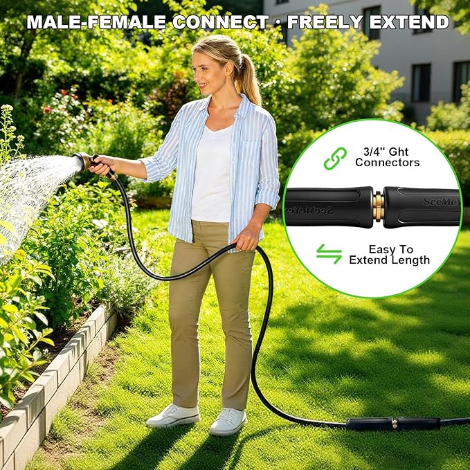 50FT Garden Hose, 2026 New Upgraded Fabric Thickened Non-Expanding Water Hose, Ultra Lightweight & Flexible, Burst-Resistant, Kink-Free Hose 700 PSI for Outside, RV, Yard, 3/4GHT, Black-Gray