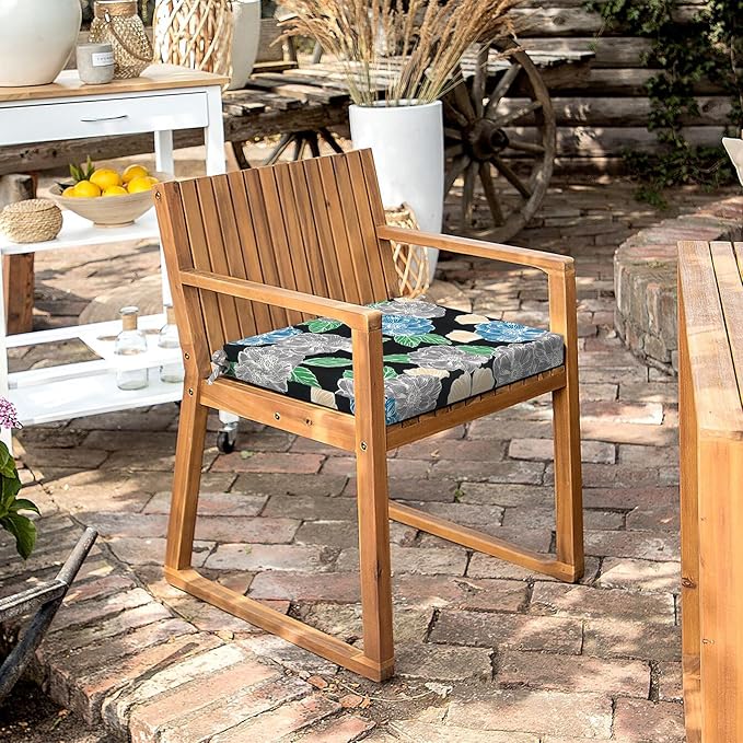 LVTXIII Outdoor Seat Cushions Set of 2 Square Corner Chair Cushions with Ties, Patio Chair Pads for Home Office and Patio Garden Furniture Decoration 18.5"x16"x2", Peony Garden