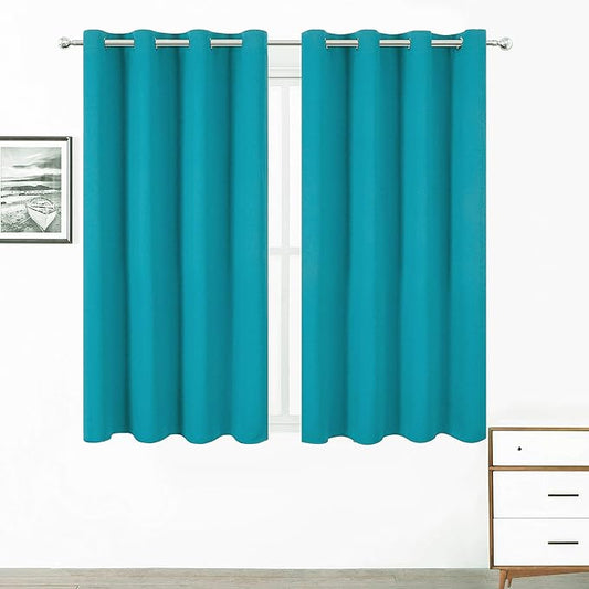 LEMOMO Turquoise Thermal Blackout Curtains/52 x 72 Inch/Set of 2 Panels Room