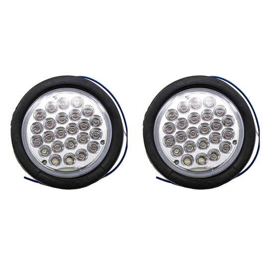 All Star Truck Parts 4in Round LED Trailer Tail Light 24 LEDs IP67 Waterproof Model ASTPL012R4C2 White