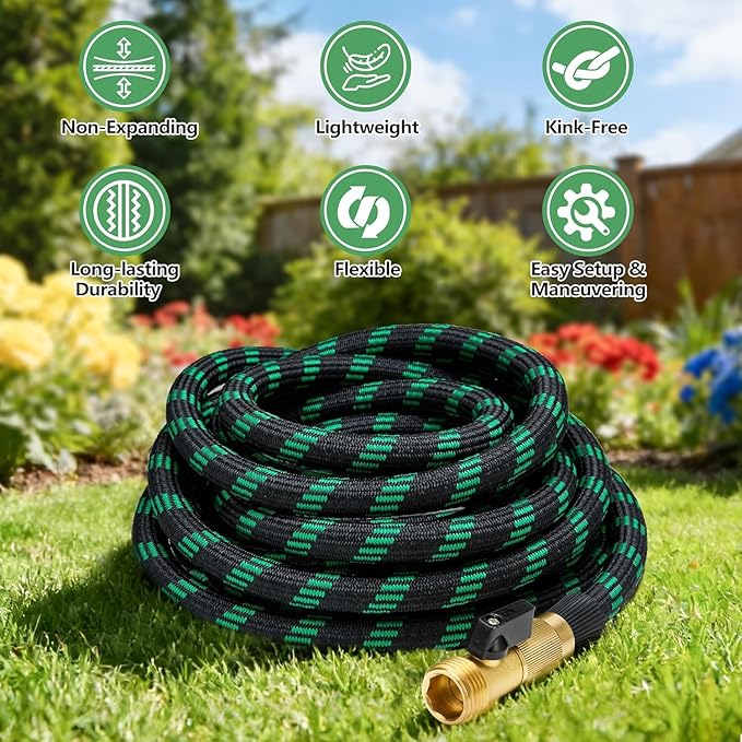 50 FT Non-Expanding Garden Hose, 2026 New Upgrated Non-Expandable Garden Water Hose - Ultra-Light & Flexible Burst-Resistant, Kink-Free Garden Hoses, All-Weather Use for Lawns, Gardens,Outdoor