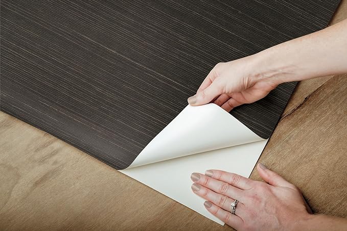 York Wallcoverings Natural Sisal Black Peel and Stick Grasscloth Wallpaper