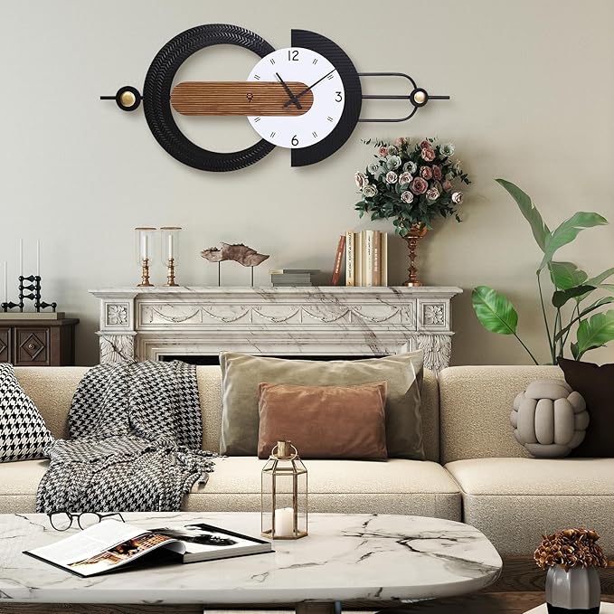 Modern Minimalist Wall Clocks, Silent Non-Ticking Battery Operated,