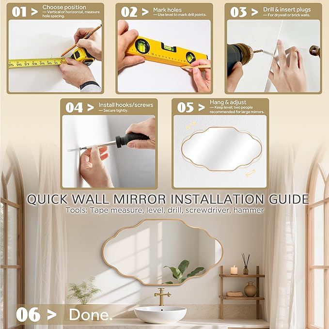 Scalloped Mirror for Bathroom