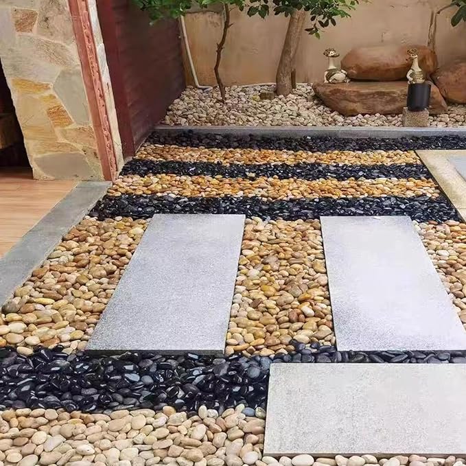 FANTIAN 40 lbs Yellow River Rocks for Landscaping, 2-3 Inch Polished Pebbles for Indoor Plants, Decorative Rocks Stones for Vases, Aquariums, Fountains, Pathways, Backyard and Garden