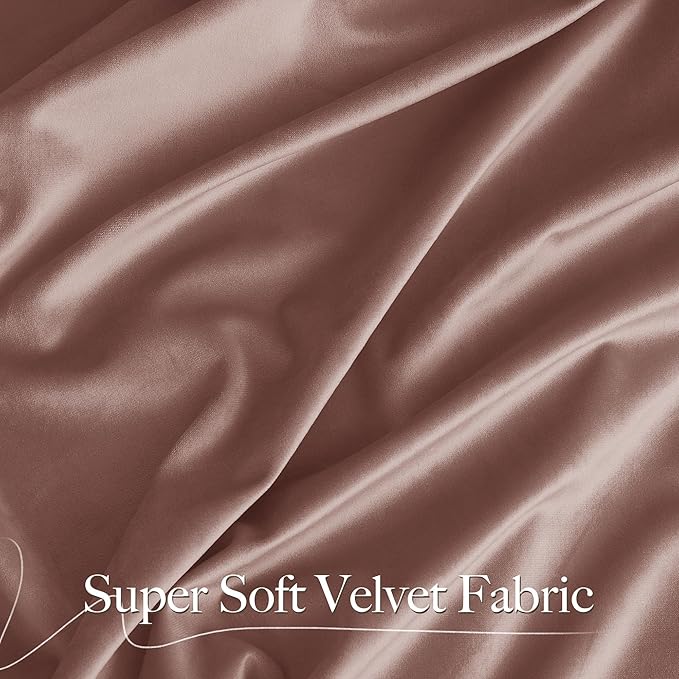 NICETOWN Room Darkening Dusty Pink Velvet Curtains 96 inch Length