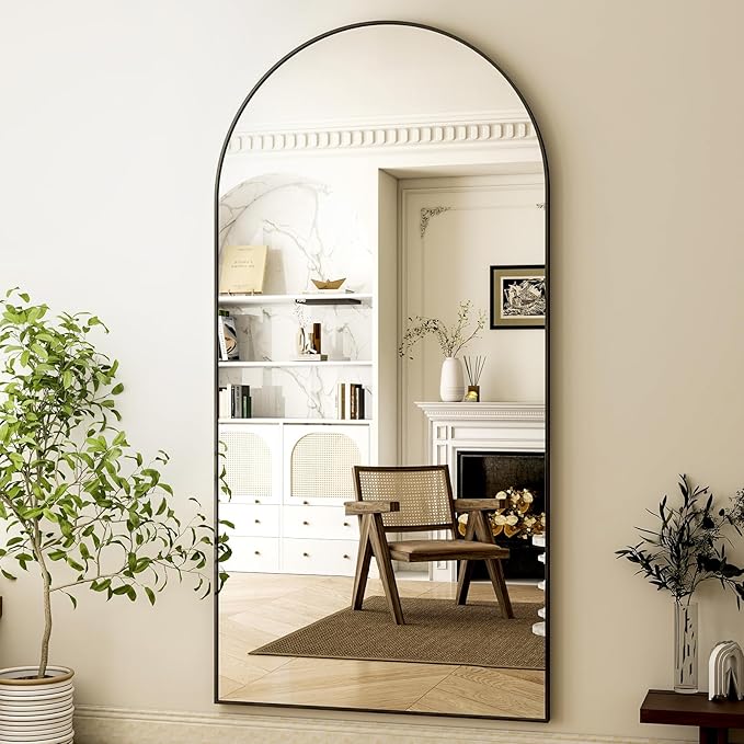 HARRITPURE 76"x34" Arched Full Length Mirror Free Standing Hanging Mounted