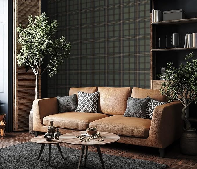 NextWall Harry & Grace Herringbone Plaid Premium Matte Non-Woven Peel and Stick