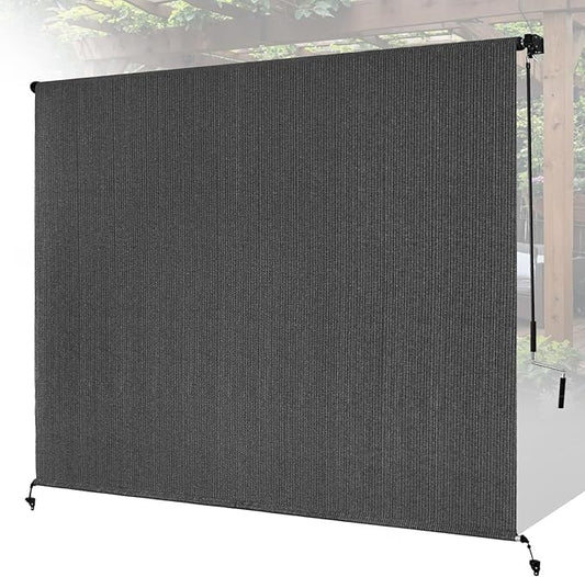 Custom Size Gray Patio Shades Roll up Outdoor Roller Shade Crank Wand Blind