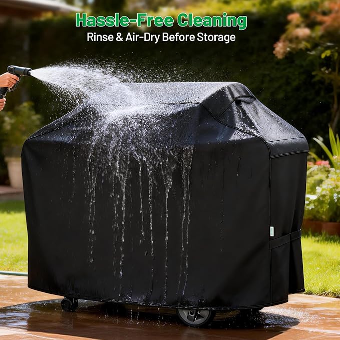 Grill Cover for Outdoor Grill 65 Inch, Arborlily Heavy Duty Waterproof Gas BBQ Grill Cover for Weber, Char-Broil, Nexgrill, Windproof BBQ Barbecue Cover with Straps/Air Vents & Handles, Black