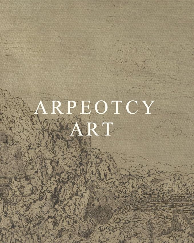 ARPEOTCY Extra Large Vintage Framed Wall Art, 36x54 Inch Sketch Valley Mountain Landscape Hanging Canvas Prints, Scroll Wall Decor for Living Room Bedroom, Retro Scenery Pictures Above of Bed