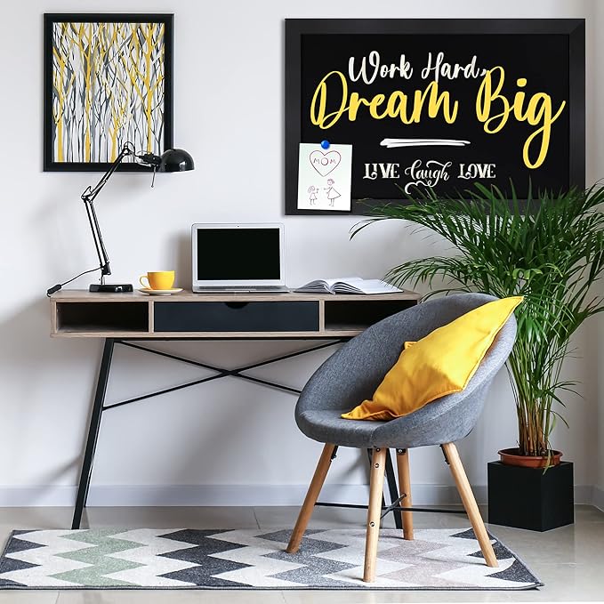HBCY Creations Rustic Black Magnetic Wall Chalkboard, Extra Large Size 24" x 36"
