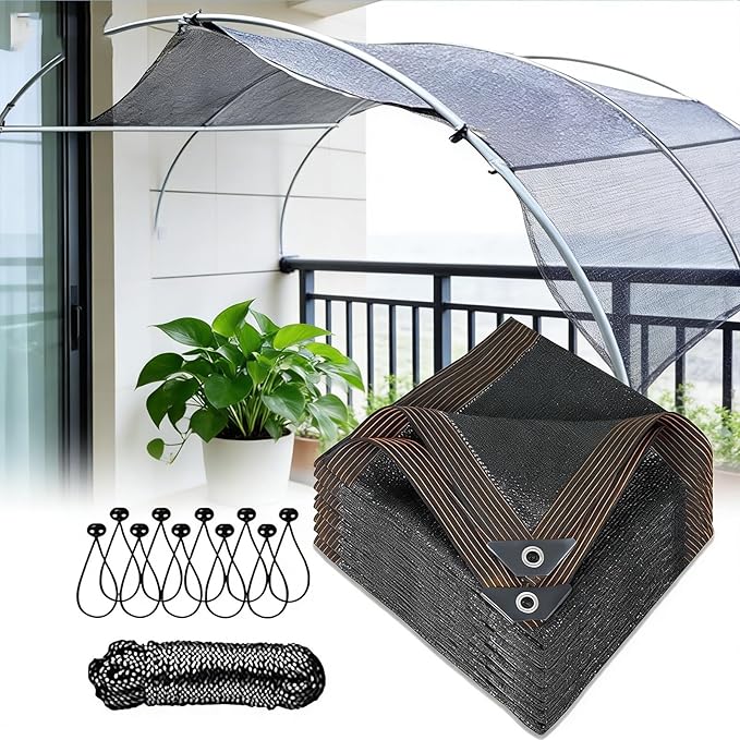 12x15 FT 80% Sun Shade Cloth, Shade Net Mesh Tarp with Grommets, Black UV-Resistant Outdoor Sunblock Cover for Patio Plants, Pergola, Greenhouse, Chicken Coop, Backyard, Balcony
