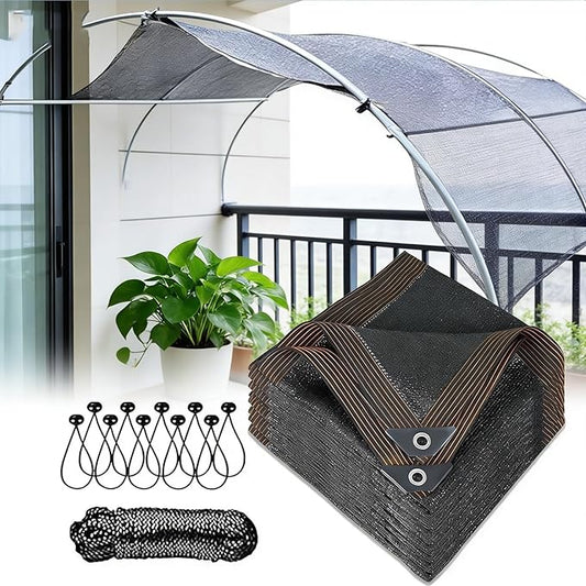 10x24 FT 80% Sun Shade Cloth, Shade Net Mesh Tarp with Grommets, Black UV-Resistant Outdoor Sunblock Cover for Patio Plants, Pergola, Greenhouse, Chicken Coop, Backyard, Balcony
