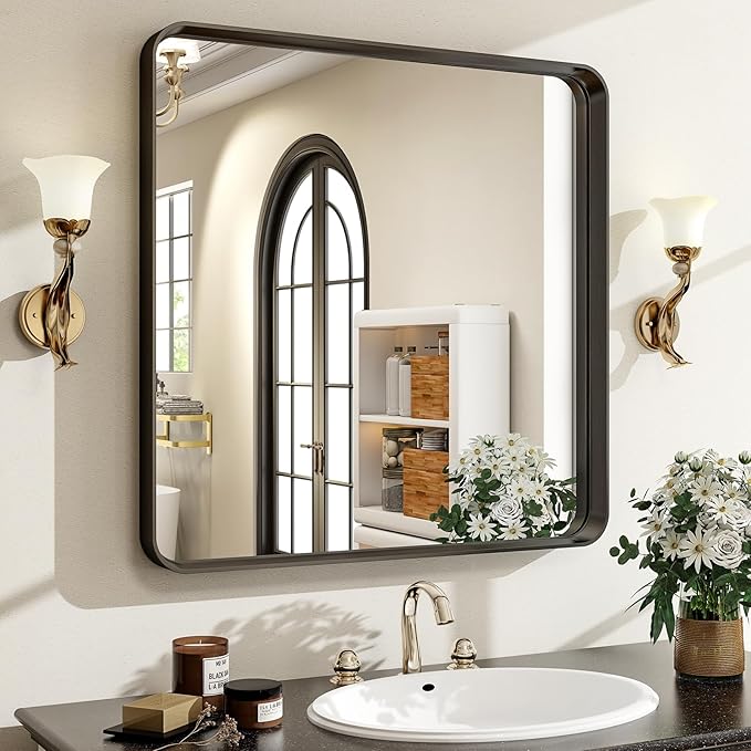 30"x 30" Black Bathroom Mirror