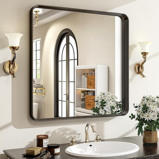 30"x 30" Black Bathroom Mirror