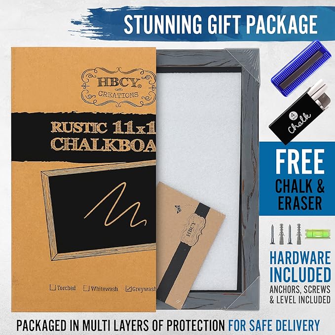 HBCY Creations Rustic Grey Magnetic Wall Chalkboard, Small Size 11" x 17"