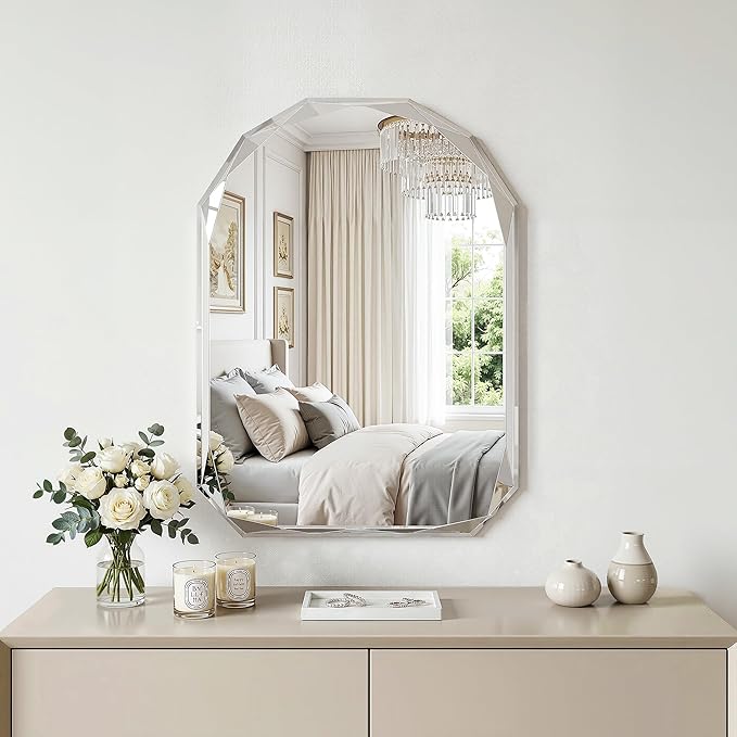 Suidia Bathroom Mirror, Frameless Bathroom Mirror