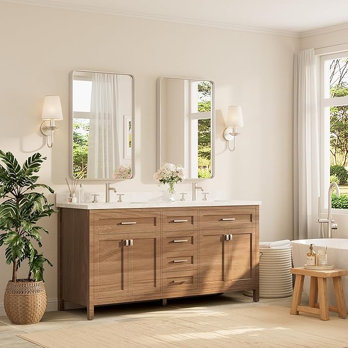 TETOTE Brushed Nickel Bathroom Mirror 24 x 36 Inch