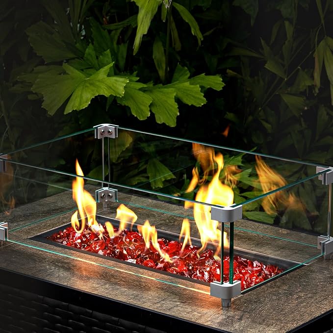 GASPRO 10 lbs Fire Glass for Propane Fire Pit, 1/2-Inch Glass Rocks for Fire Pit Table Fireplace, Red