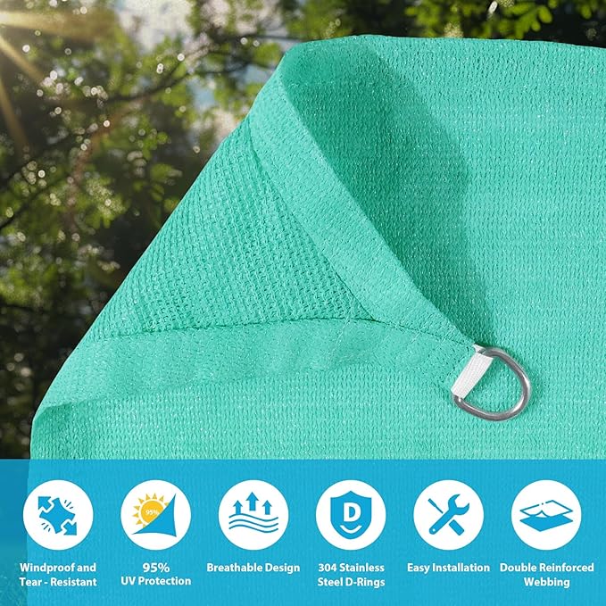 Amagenix Sun Shade Sail 6X14 Curved Edge Outdoor Shade Canopy Turquoise Breathable 95% UV Block Shade Cloth for Patio Garden Backyard (We Make Custom Size)
