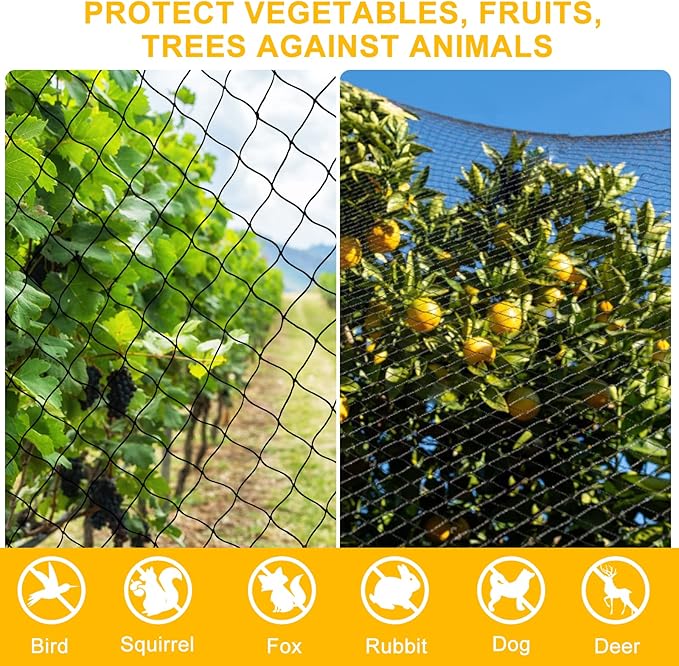 BSTPCOO Bird Netting 50'x50' with 1" Square Mesh Bird Net Garden Nettings for Chicken Coop Roof, Poultry Netting Heavy Duty Nylon Net Aviary Nettings Deer Fence Hawk nets for Chicken Run