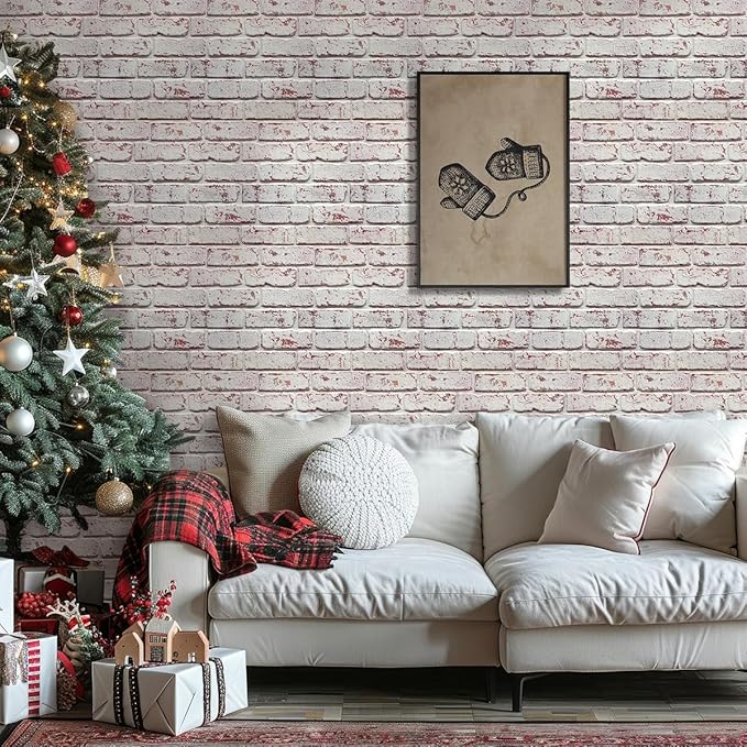 3D Whitewash Brick Wall Panel Peel and Stick