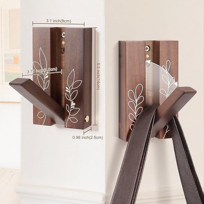 Rustic Folding Wall Hooks: Decorative Wooden Coat Hooks 2Pack Mounted