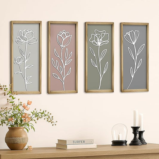 Product Elevations 3D Bathroom Art Set of 4 – Wooden Framed Wall Art