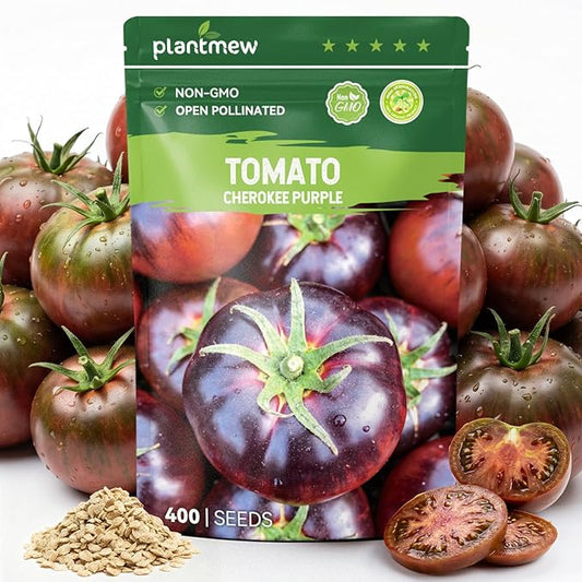 400 Heirloom Cherokee Purple Tomato Seeds for Planting â Unique Dark Purple Beefsteak, Rich Flavor, High Germination, Ideal for Home Garden & Container