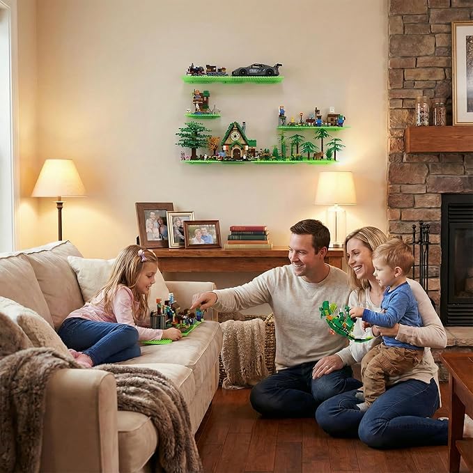 12 Wall Display Shelf for Lego Bricks, 4x5 inch Dual-Sided Floating Shelves