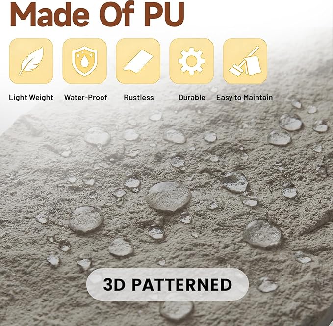 VooBang 4 Pack 3D Wall Panels, Lava Rock Molten Texture PU Wall Panels