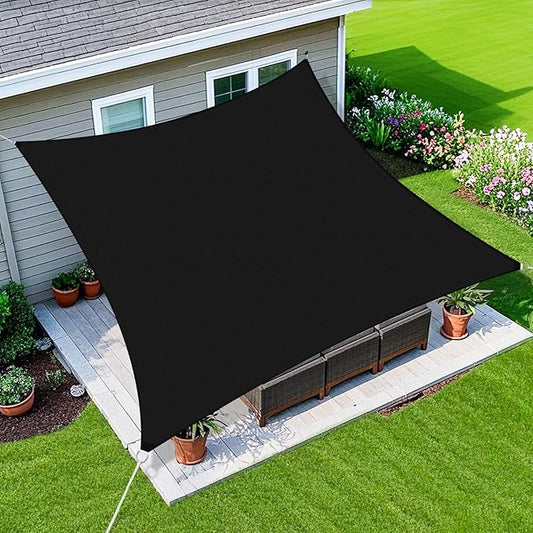 Amagenix Sun Shade Sail 16'X24' Curved Edge Outdoor Shade Canopy Black Breathable 95% UV Block Shade Cloth for Patio Garden Backyard (We Make Custom Size)