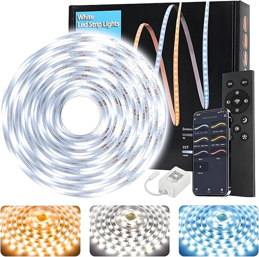 Tenmiro White LED Strip Lights 16.4ft Super Bright 25000K Daylight White