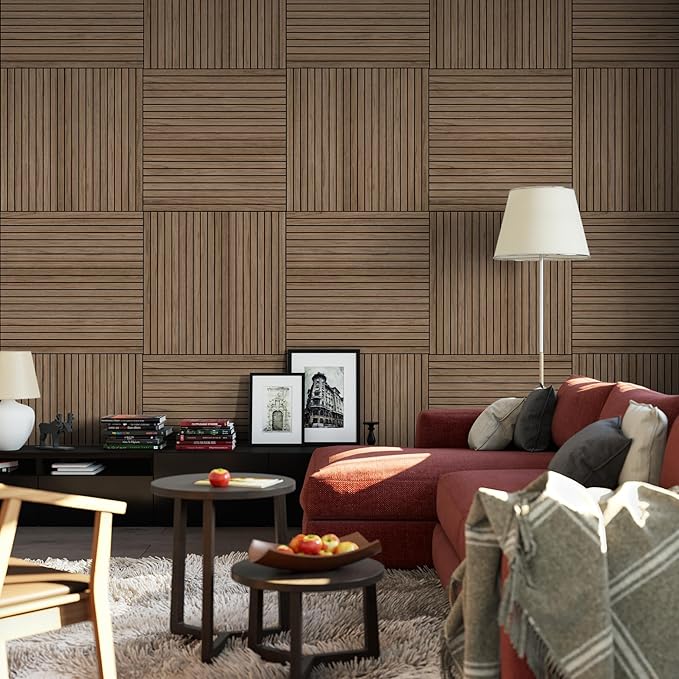 4-Piece Wood Slat Wall Panel for Interior Wall Decor Noise Cancelling 47.2" x