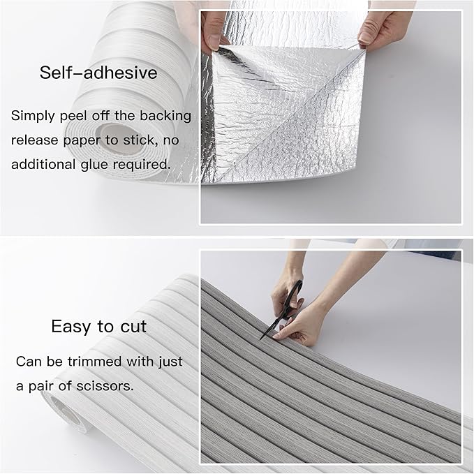 Peel and Stick PVC Slat Wall Panels, Wood Grain Self-Adhesive Soundproof