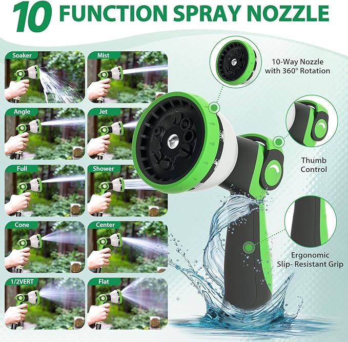 Garden Hose 25 ft Water Hose Flexible Non-Expandable Outdoor Heavy Duty Lightweight Leakproof Kink-free flex Watering Hose Pipe for 3/4 inchs Fitting Yard Lawn Outside Car Wash