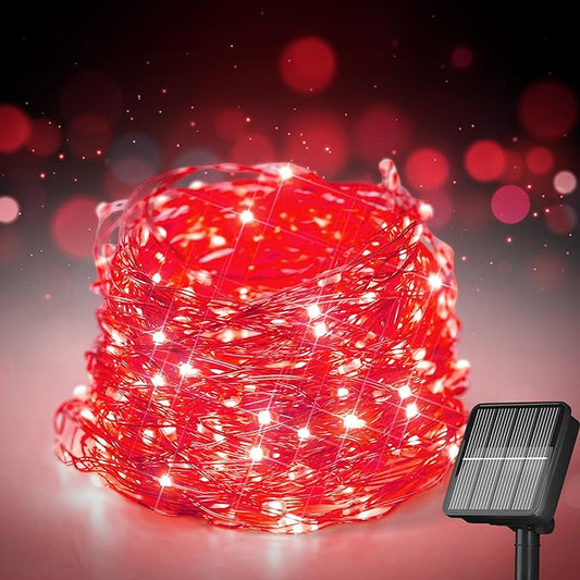 Selarlyt Solar String Lights for Outside, 72Ft 200 LED Solar Fairy Lights with 8 Modes, Solar Powered Fairy Lights Waterproof for Christmas Tree Garden Party Weddingï¼Redï¼