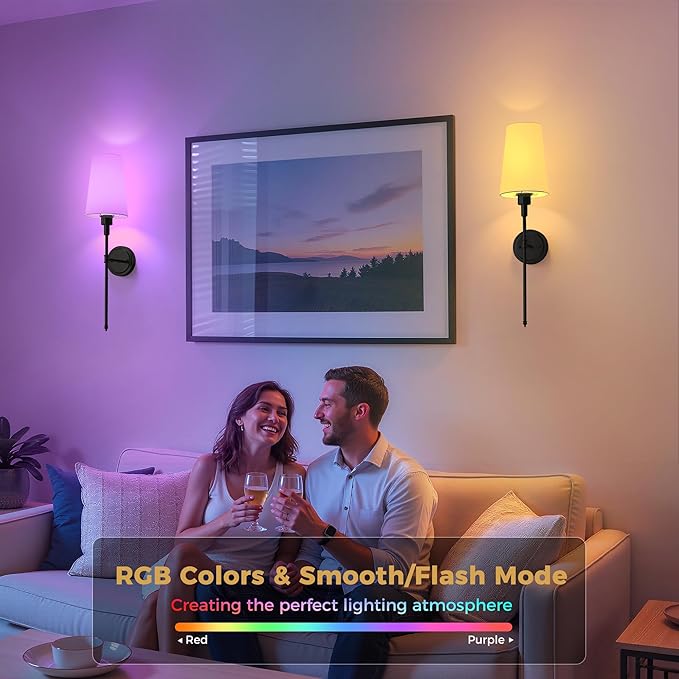 DORESshop Battery Operated Wall Sconce Set of 2, Wireless Wall Light Easy to
