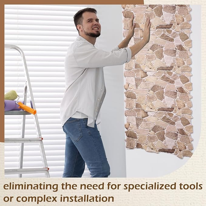 12 Pack 38.6" x 18.9" Peel and Stick 3D Faux Stone Wall Panels PVC Lightweight