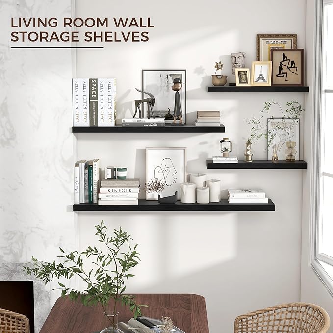 Venusmiles Floating Shelves for Wall 24 inch Long, Engineered Wood Wall Shelves