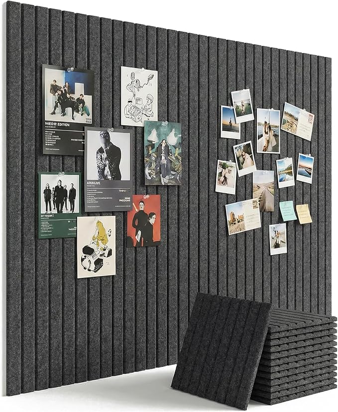 Aothia 12-Pack Felt Bulletin Board Tiles 48"x36", Modular Pin Board