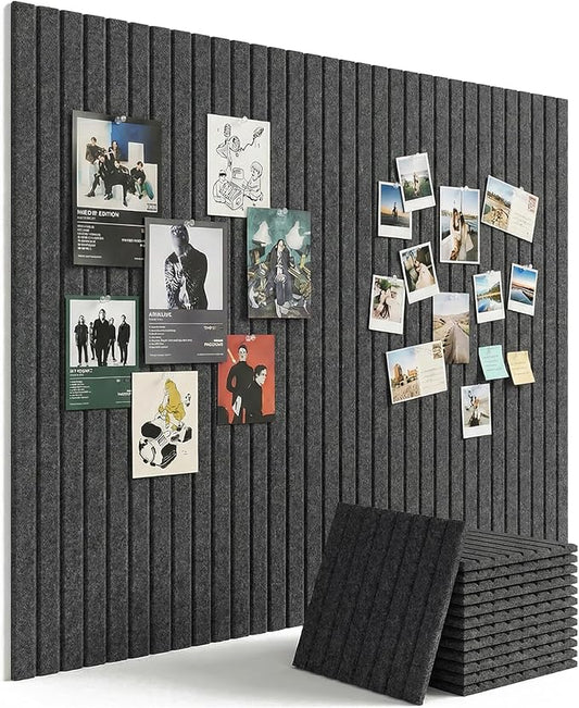 Aothia 12-Pack Felt Bulletin Board Tiles 48"x36", Modular Pin Board