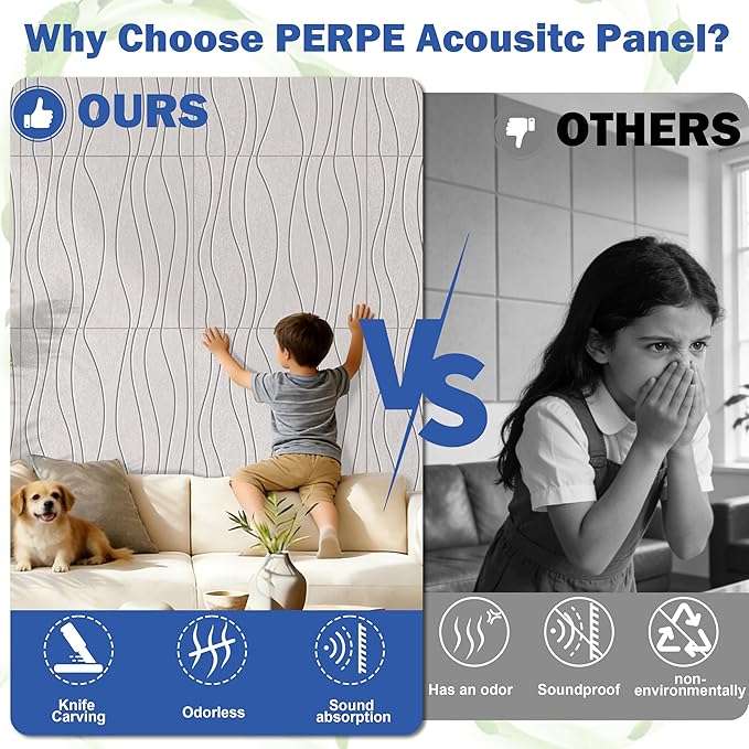 6 PCS Acoustic Panels, 23.6x23.6'' Self-Adhesive Soundproof Wall Panels
