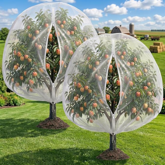 2 Pack Bird Netting for Garden Protection with Zipper & Drawstring - Garden Netting Pest Barrier 8.2x6 FT,Cover for Blueberry Bushes Tomato Fruit Tree and Plants Protection from Insect Mosquito Birds
