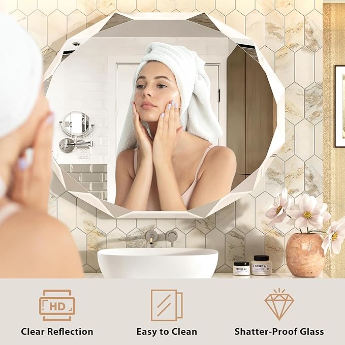 Bathroom Mirrors for Over Sink, Round Frameless Mirrors for Wall, 30x36 Inch