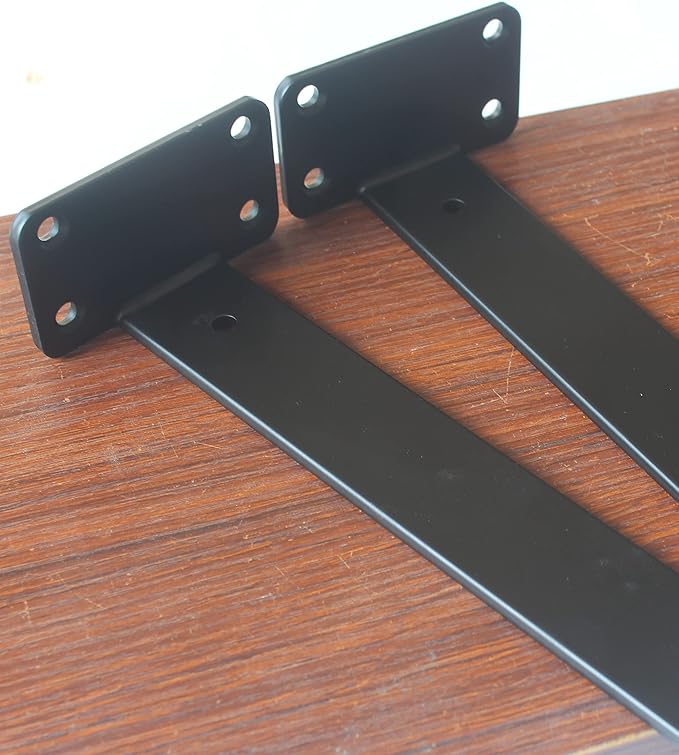 4 Pack - 11 inch Black Hidden L Shelf Bracket Iron Floating Shelf Brackets